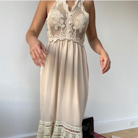 Beautiful vintage boho cream dress - Picture 3 of 4